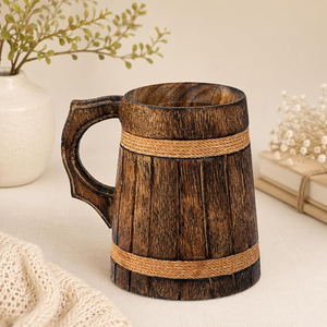 แก้วไม้ธรรมชาติคุณภาพสูง ดีไซน์ทรงกลม สำหรับชา กาแฟ เบียร์ - Product Image 5