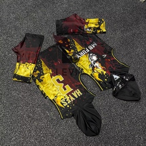 Uniforme de football sans manches pour hommes adultes, imprimé par transfert thermique personnalisé, 7 sur 7, 100% polyester, respirant et à séchage rapide - Product Image 2