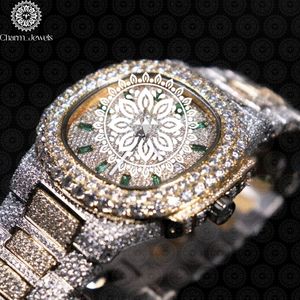 Montre de luxe pour homme Charm_Jewels avec diamants, bracelet en acier inoxydable, mouvement mécanique, cadran de 40 mm, date automatique luminescente, étanche 10 bars - Product Image 6