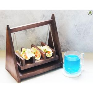 Solid Walnut Wood Single Taco Holder Handmade Minimalist Taco <b>Stand</b> for Restaurant Kitchen Food Presentation - Product Image 2