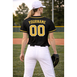 Uniformes de baseball personnalisés en maille respirante à séchage rapide, vêtements de sport imprimés par transfert thermique, rayures fines, logo personnalisé brodé pour hommes - Product Image 6