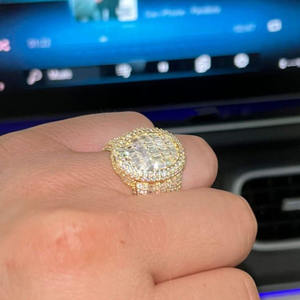 Bague de fiançailles et de mariage pour homme en argent sterling 925, sertie de moissanite taille baguette et taille ronde, style hip-hop, bijou de déclaration - Product Image 5