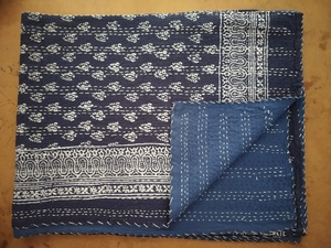 Manta de algodón con estampado de Indigo azul personalizada, colcha de invierno - Product Image 2