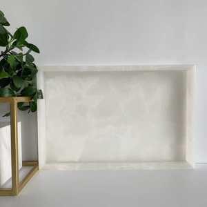 Plateau de rangement rectangulaire moderne en marbre naturel – Organisateur décoratif élégant pour la maison et la coiffeuse - Product Image 4