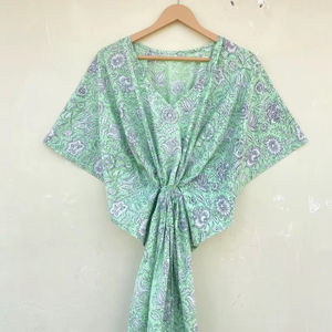 Vestido Kaftán Digital sin Mangas de Algodón con Estampado Floral Tropical para Mujer, Estilo Casual de Verano, para Playa, Islas del Pacífico, En Stock - Product Image 1