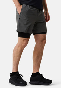 Shorts de course gris uni pour homme, séchage rapide, taille élastique, style sportif mi-haut avec poches - Product Image 2