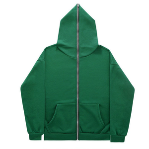 Sweat à capuche zippé blanc pour homme, coupe classique, en coton molletonné uni, décontracté, pour l'automne, 300 GSM - Product Image 6