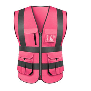 Chaleco de Seguridad Reflectante 100% Poliéster con Cremallera Frontal y Logotipo, Ropa de Trabajo de Alta Visibilidad para Seguridad - Product Image 4