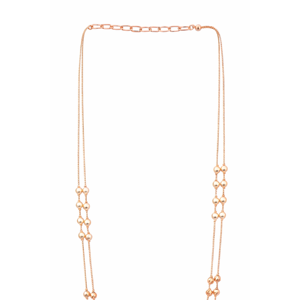 Collier double rangs en or rose 18 carats avec perles pour femme, chaîne délicate à deux brins avec perles blanches, bijoux de mode - Product Image 4