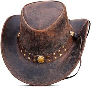 Sombrero Vaquero Occidental de Cuero Genuino, Clásico para Montar a Caballo, Aventuras al Aire Libre, para Hombre, Estilo Vintage, Moderno - Product Image 1
