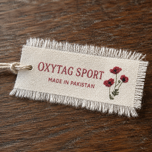 ป้ายผ้าปักลาย Oxytag Sport รูปทรงสี่เหลี่ยมผืนผ้า ผลิตในปากีสถาน รับผลิตตามสั่ง ขายส่ง ราคาถูก รับผลิตแบบ OEM - Product Image 2