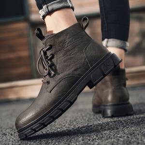 Bottes à lacets en cuir véritable pour hommes, bout rond, semelle extérieure en caoutchouc antidérapante, automne, style robuste, fabrication OEM au Bangladesh, chaussures personnalisées - Product Image 4