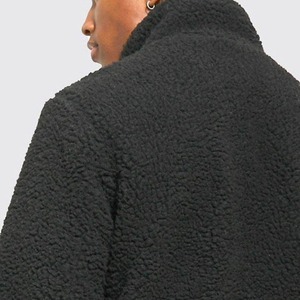 Winter Plus Size <b>Black</b> Sherpa <b>Fleece</b> Canvas Hooded Waterproof Reversible <b>Jacket</b> Long Sleeve Stand Collar Customizable Logo <b>Men's</b> - Product Image 3