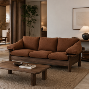 Sofá de 3 Plazas de Madera Maciza de Lujo con Cojines Tapizados, Muebles Modernos para Sala de Estar, Salón, Hotel, Apartamento - Product Image 6