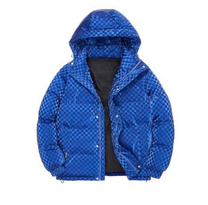 Blouson matelassé slim à capuche pour homme, coupe-vent, décontracté, hiver, rembourrage épais en polyester, fermeture éclair, bordure en fourrure, logo frontal - Product Image 5