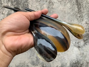 Cuillères en corne de buffle naturelle pour le miel, le café, le thé, ensemble de cuillères de table, cadeau - Product Image 5