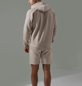 <b>Men's</b> Winter <b>Short</b> Windbreaker <b>Jacket</b> Set with Hoodies 100% Cotton Front Logo Plus Size OEM Service Factory Wholesale Price - Product Image 4
