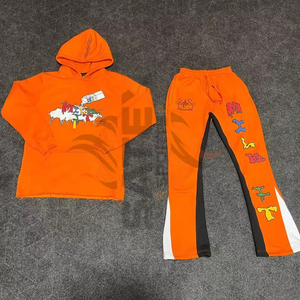 Custom Manufacturer Graphic Screen Printing Acid Wash Men Tracksuit Sun Faded Pullover Hoodie & Sweat Pants <b>Set</b> Men Sweatsuit - Product Image 1