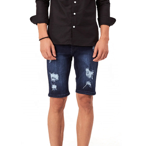 Factory Customized Men Loose Fitness <b>Jeans</b> Demin Rhinestone Shorts Casual Summer Breathable Latest Design For Men High Quality - Product Image 2