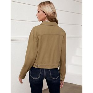 2025 veste en jean courte légère pour femmes veste de camionneur surdimensionnée avec poche Cargo à la mode grande taille mode - Product Image 5