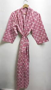 Robe Kimono en Coton Imprimée à la Main, Peignoir Floral Léger pour Femme, Robe d'Été en Coton, Peignoir de Spa, Robe de Mariée - Product Image 2