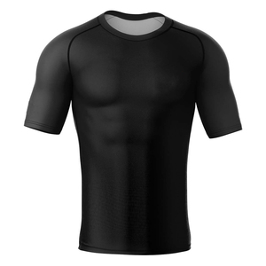 MRI Made Custom Mens Red Black Color Blocked Short Sleeve Rash Guard Quick Dry <b>Compression</b> <b>Shirt</b> for Gym and Sports with OEM - Product Image 6