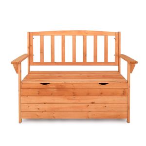 Box portaoggetti da giardino in cedro 112*58*84 cm con schienale e braccioli, rosso arancione brillante - Product Image 1