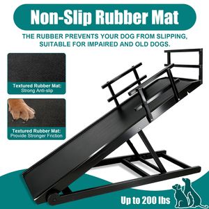 Rampa Plegable de Madera para Perros con Tapete de Goma Antideslizante y 3 Barandas Laterales de Seguridad Extraíbles para Sofá o Cama - Camas y Accesorios para Mascotas - Product Image 3