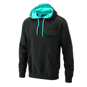 Sweat-shirt à capuche gris pour homme BRG avec doublure turquoise et poche, vêtement décontracté d'automne, 100% coton, sweats à capuche et sweat-shirts pour homme - Product Image 3