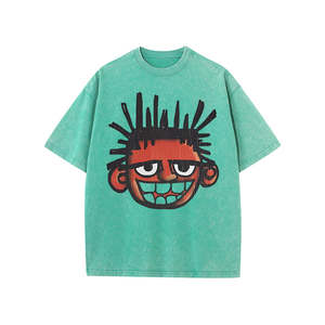 Camiseta Retro Estampada para Hombre, Lavada al Ácido, 100% Algodón, Moda Urbana, Tejida, Venta al Por Mayor, Directo de Fábrica, Alta Calidad, Personalizada - Product Image 3