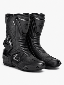 Bottes de moto mi-mollet en cuir véritable imperméables, respirantes, légères, avec fermeture éclair, semelle extérieure en caoutchouc, toutes saisons, noires, vente en gros - Product Image 3
