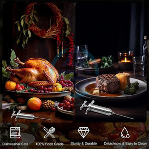 Kit d'injecteur de marinade pour viande en acier inoxydable, kit d'injecteur de marinade pour barbecue, injecteur de marinade pour dinde avec 3 aiguilles à marinade - Product Image 6