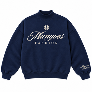 Sudadera de cuello alto unisex Mangoes Fashion con letras bordadas, estampado informal, de algodón tejido, manga larga, para invierno, con insignia - Product Image 1