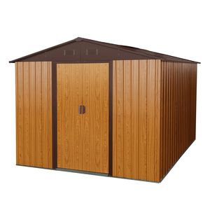 Caseta de Almacenamiento Metálica para Exteriores de 8 pies x 10 pies con Base Metálica Color Café para Casetas y Almacenamiento al Aire Libre - Product Image 4