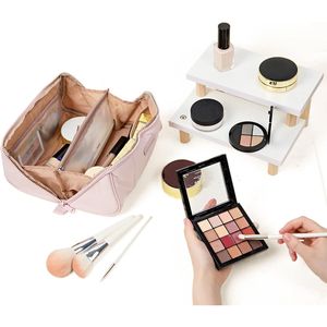 Trousse de Maquillage de Voyage Légère et Moelleuse pour Femme, Organisateur Cosmétique à Ouverture Plate avec Multiples Compartiments Fonctionnels pour Pinceaux - Product Image 3