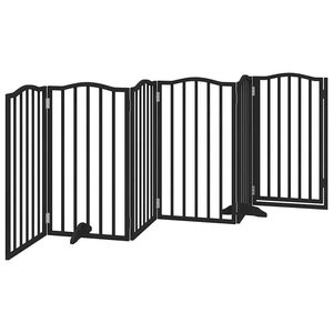Barrière pliable pour chien à 6 panneaux avec porte, 118,1 pouces, en bois de peuplier noir, barrières et enclos pour animaux de compagnie - Product Image 6
