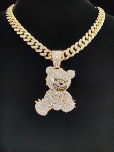 Iced 10K Gold Plated Silver Cuban Link Chain Men's Luxury Moissanite Hip Hop <b>Necklace</b> <b>Statement</b> - Product Image 2