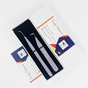 Ensemble de pinces à cils professionnelles personnalisées en acier inoxydable, durables, courbées, à fibres et à dents, pour extensions de cils - Product Image 3
