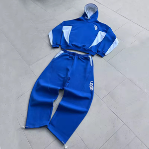 Ensemble de survêtement à capuche pour homme avec logo personnalisé, jogging en molleton, deux pièces, vêtements de sport, streetwear, fabricant de vêtements en gros - Product Image 4
