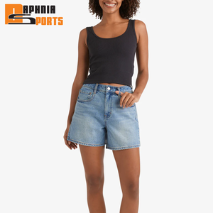 Shorts en jean vintage d'été pour femmes avec poches amples personnalisées, confortables, taille mi-haute, séchage rapide - Product Image 5