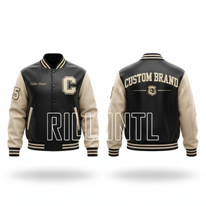 Veste universitaire blanche en PU pour homme, personnalisable avec couronne et lettrage brodés, style preppy, idéale pour l'automne - Product Image 2