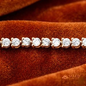 สร้อยข้อมือเทนนิสโมอิสซาไนต์สำหรับผู้หญิง สีโรสโกลด์ ดีไซน์โซ่เส้นเล็ก ประดับด้วยหินทรงกลม เครื่องประดับแฟชั่นสุดหรู ชุดของขวัญ - Product Image 4