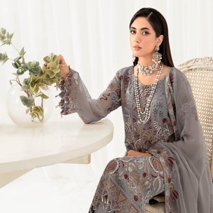 Liquidation vente femmes fête porter Pakistan Style indien en mousseline de soie Shalwar Kamez Dupata robe en gros par Ramsha - Product Image 5