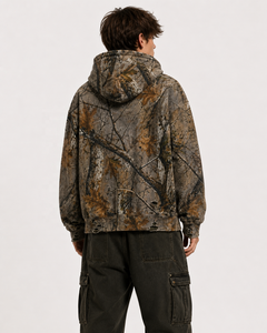 Pull à capuche en polaire tricoté pour homme, motif camouflage numérique, écologique, avec poches, poids lourd 350g, séchage rapide, pour l'extérieur - Product Image 4