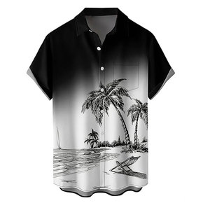 High Quality Customized Logo Printed <b>Hawaiian</b> Beachwear <b>Shirt</b> for <b>Men</b> New Fashionable Soft Breathable Streetwear Casual T-<b>Shirt</b> - Product Image 1
