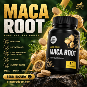 Complément alimentaire Halal à l'extrait de racine de Maca Elma Food, 60 comprimés à croquer, soutien énergétique pour hommes, métabolisme, circulation, GMP HACCP - Product Image 1