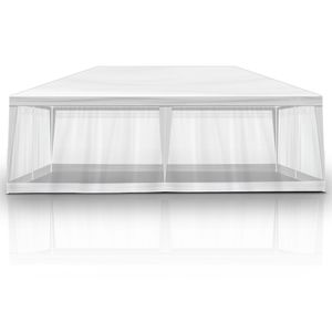 Tente de réception en maille 10x20FT avec auvent en PVC imperméable, 6 parois latérales en maille, structure en acier thermolaqué pour abri extérieur - Product Image 1
