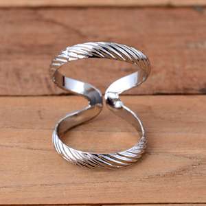 SHYAM JEWELRS Handmade 925 Sterling <b>Silver</b> Twisted Rope Arthritis Splint <b>Ring</b>-Luxury <b>Adjustable</b> Double Band Joint Support - Product Image 1