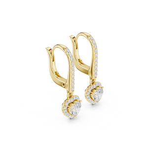 Unique Heart and Round Cut Lab Grown Diamond 14K Gold IGI Certified <b>Earring</b> <b>Tops</b> for Gift Party & Anniversary - Product Image 1