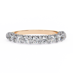 Bague Éternité en Moissanite, Taille Ronde Brillante, Sertissage Pavé, Or Massif 18K Plaqué Rhodium, Bague de Fiançailles Classique pour Femme - Product Image 5